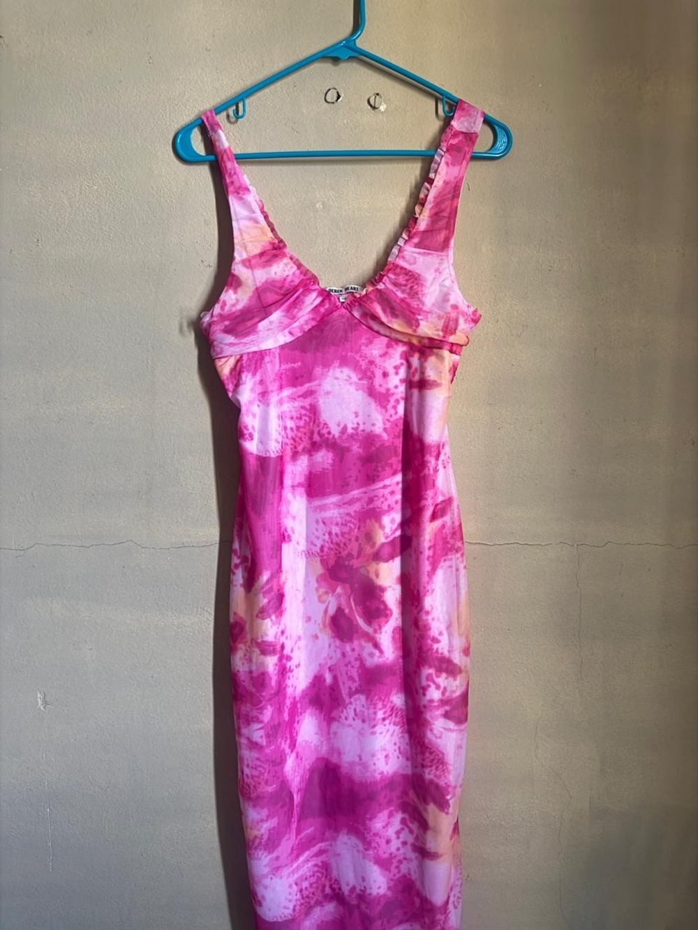 Derek Heart Pink and Cream Tie-Dye Slip Dress